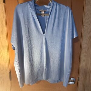 H&M Blue Relaxed Boxy Blouse with Mandarin Collar
